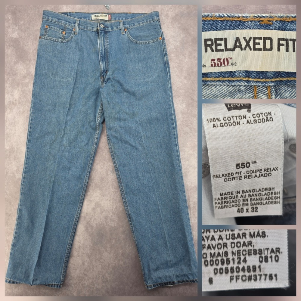 Levis 550 Relaxed Fit Jeans Mens 40x32 Blue Medium Wash Denim Cotton Y2K